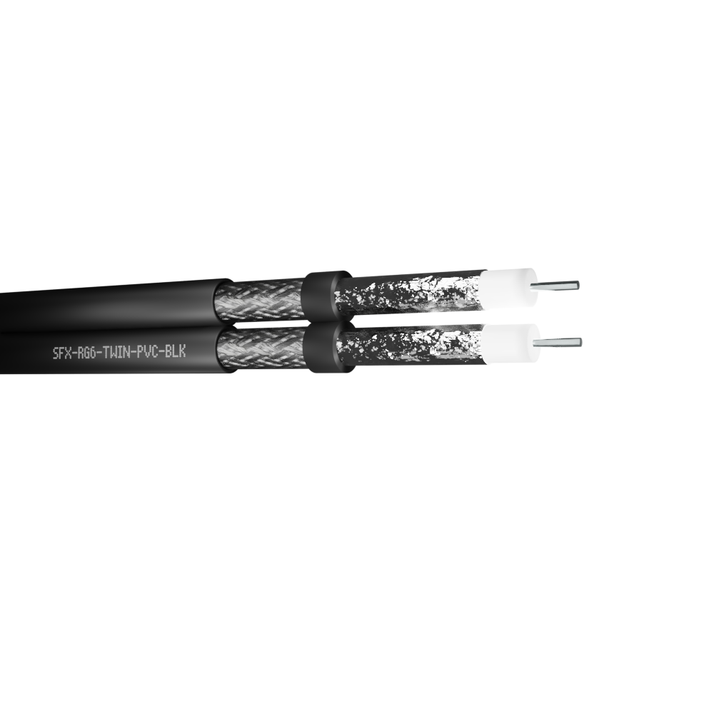 RG6 Twin Satellite Coaxial Black 100M Drum